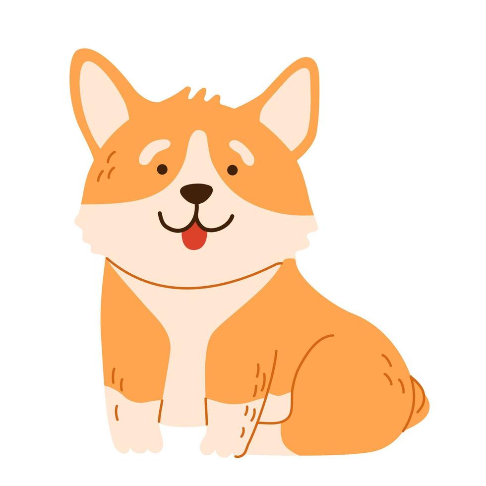 pluizige ruige hond corgi. grappige cartoon hond huisdier, geïsoleerde vectorillustratie om af te drukken, spel, feest, kids design. vector