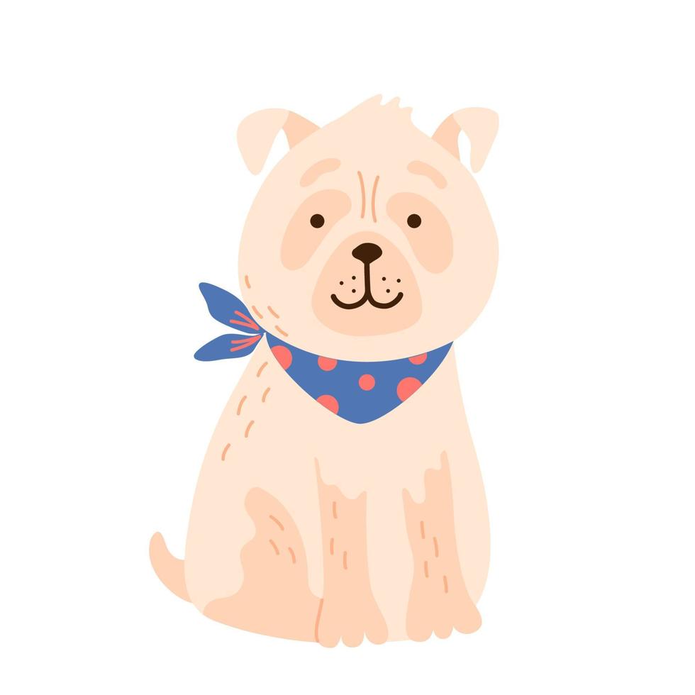 schattige kleine zittende en lachende hond Mopshond. grappige cartoon hond huisdier, geïsoleerde vectorillustratie om af te drukken, spel, feest, kids design. vector