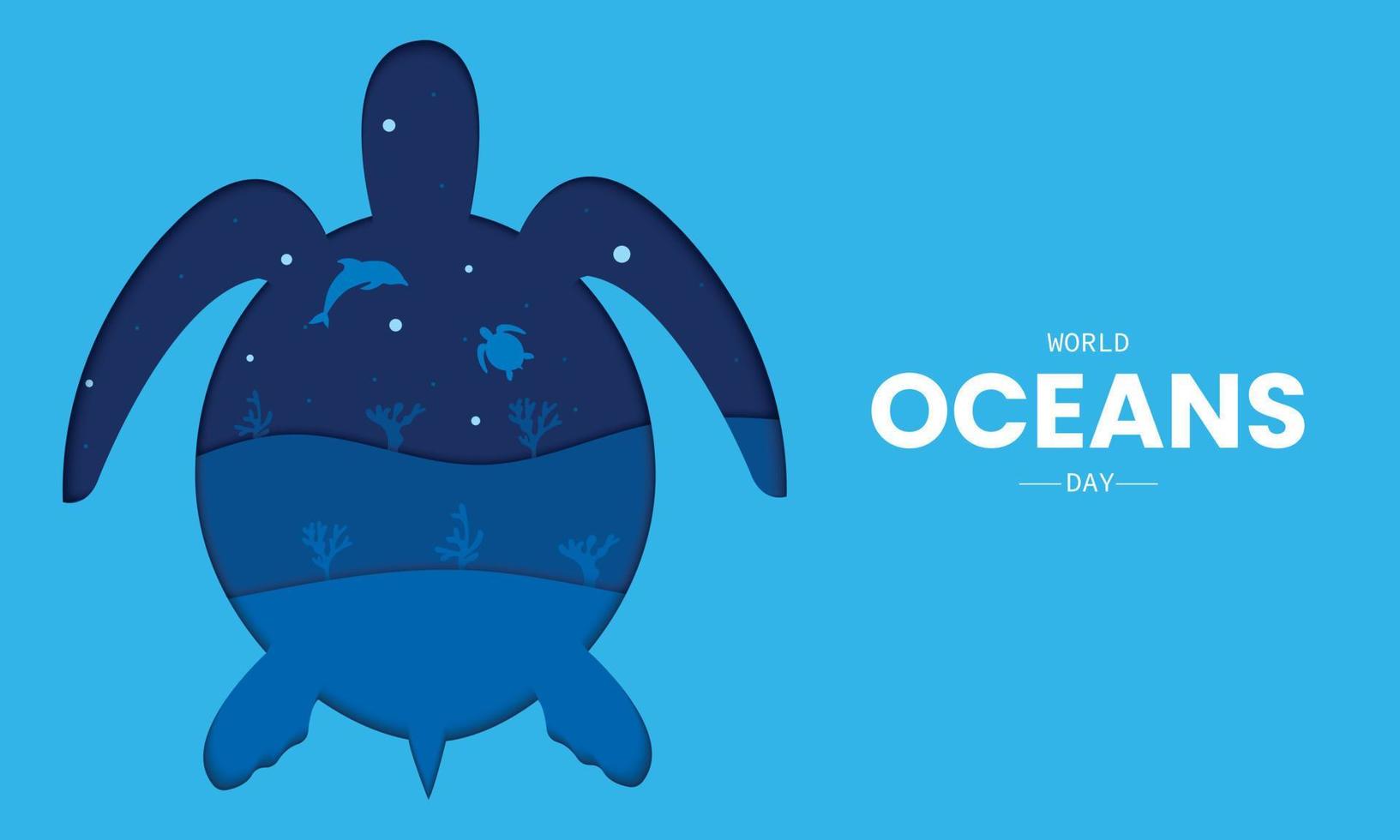 wereld oceanen dag papierstijl vector