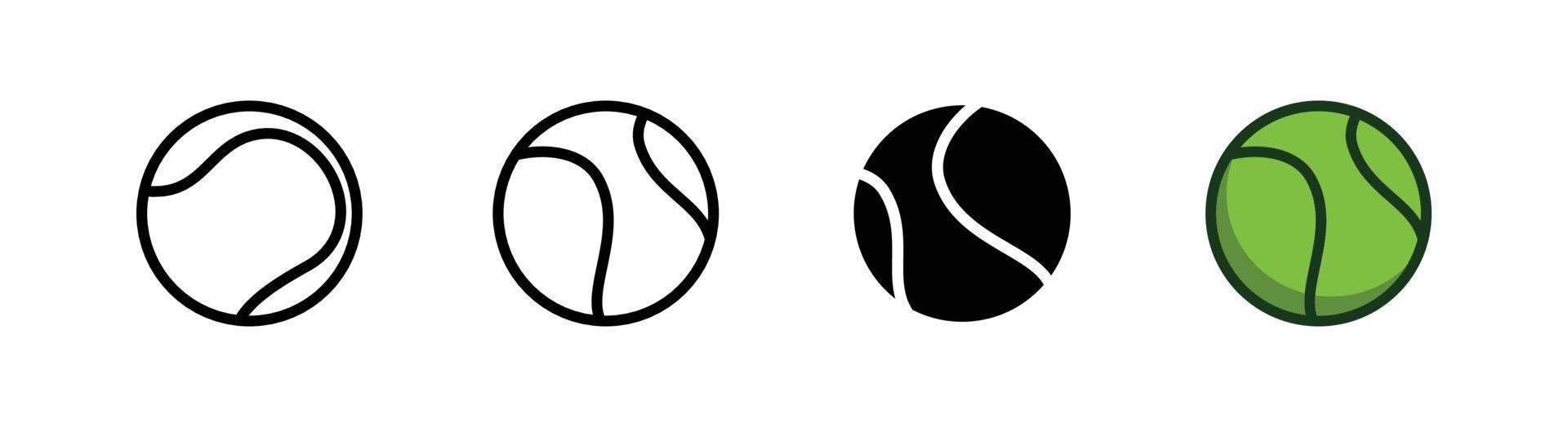 tennisbal pictogram ontwerpelement, omlijnde stijl en vlakke stijl vector