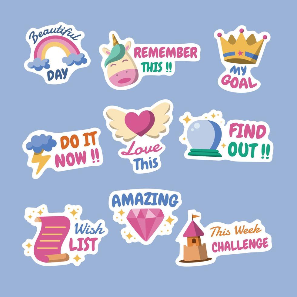 verzameling fantasie dagboekstickers vector