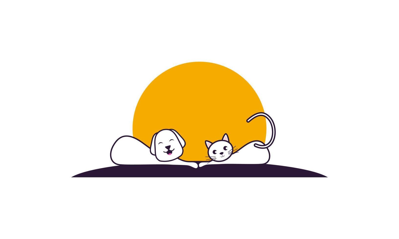 schattige kat en hond vriend cartoon vectorillustratie. dier vriend pictogram concept vector