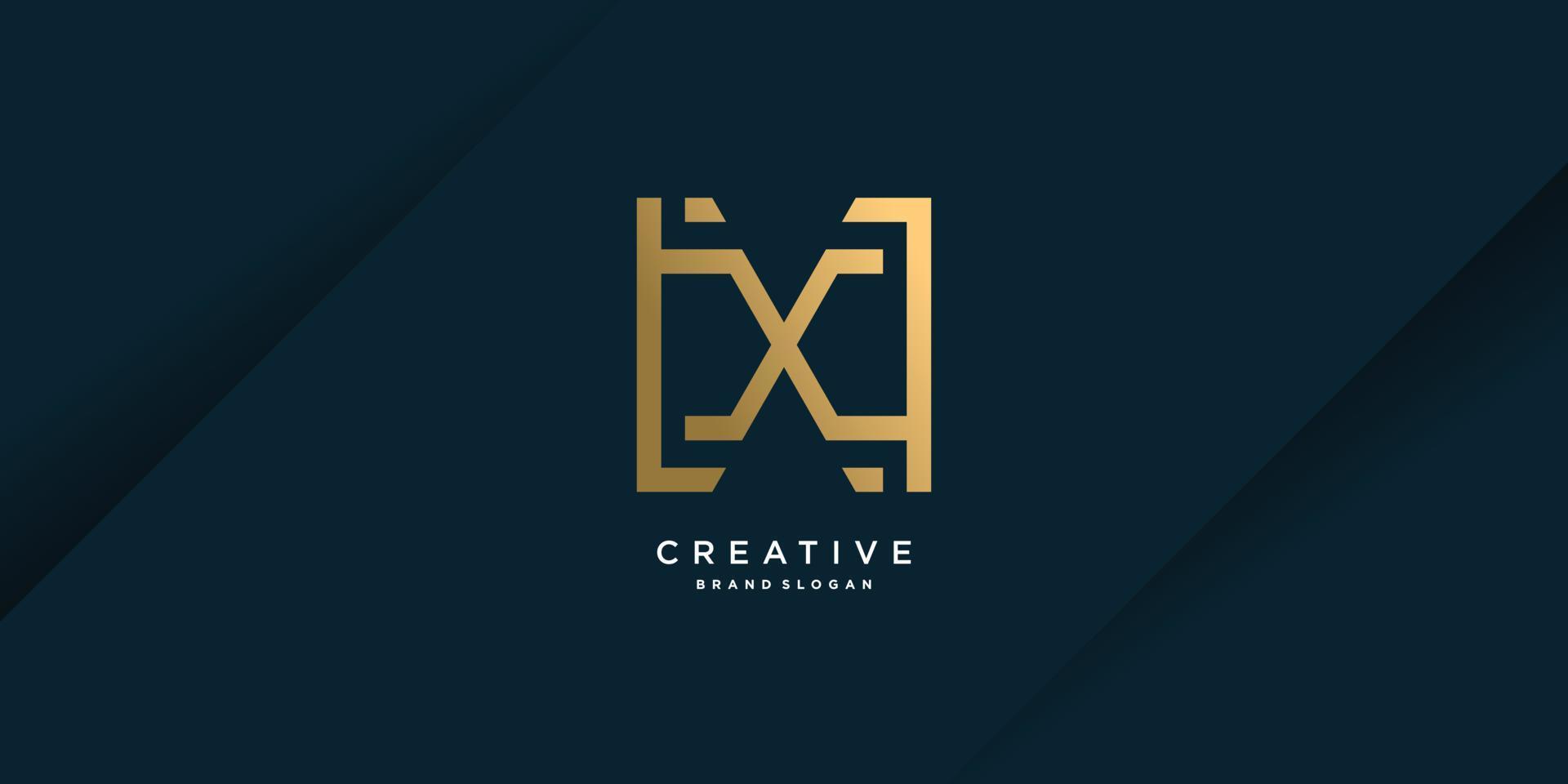 letter x logo ontwerpsjabloon met gouden lijn kunst concept premium vector deel 3.