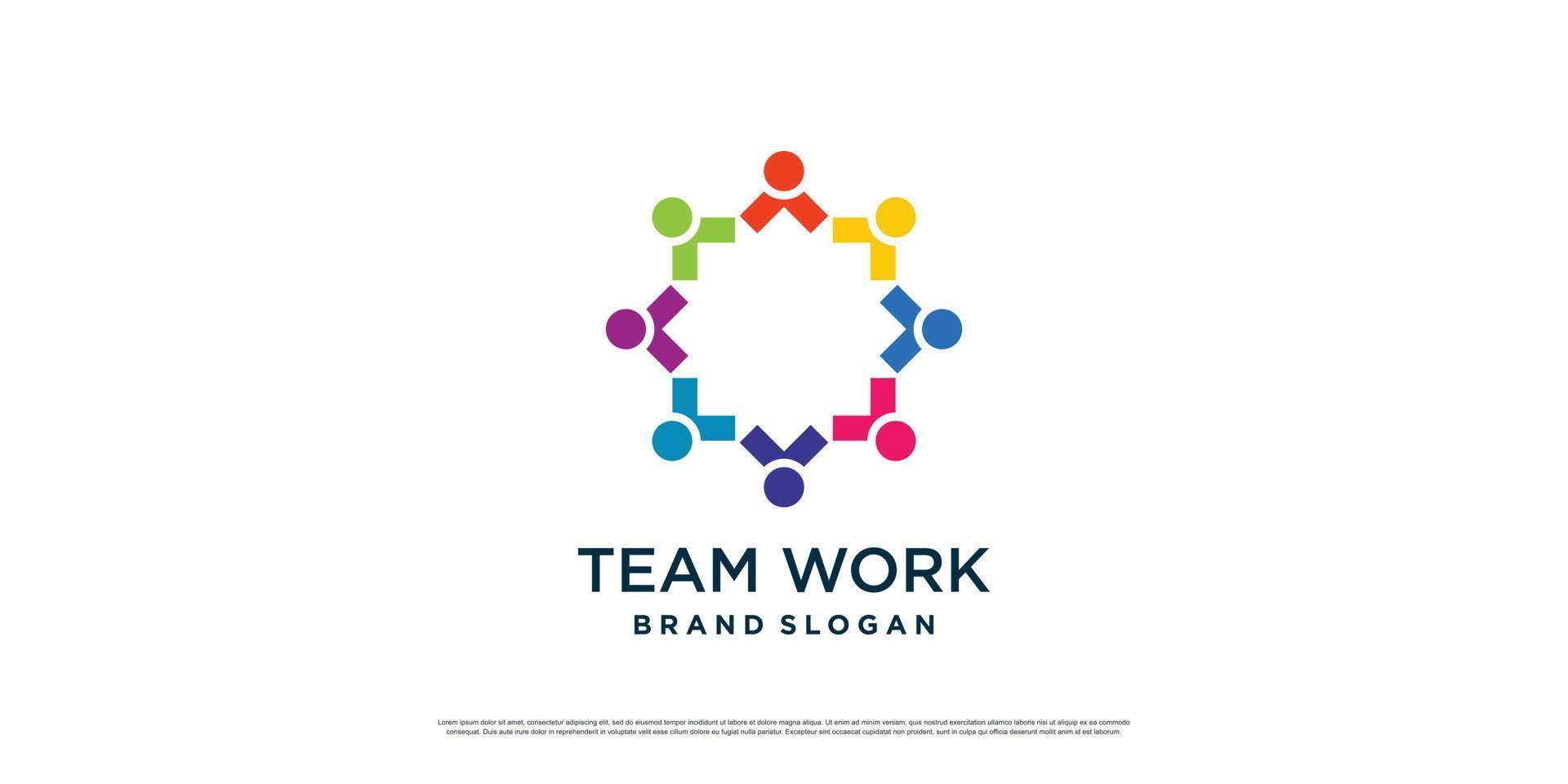 teamwerk logo icoon met modern abstract concept premium vector deel