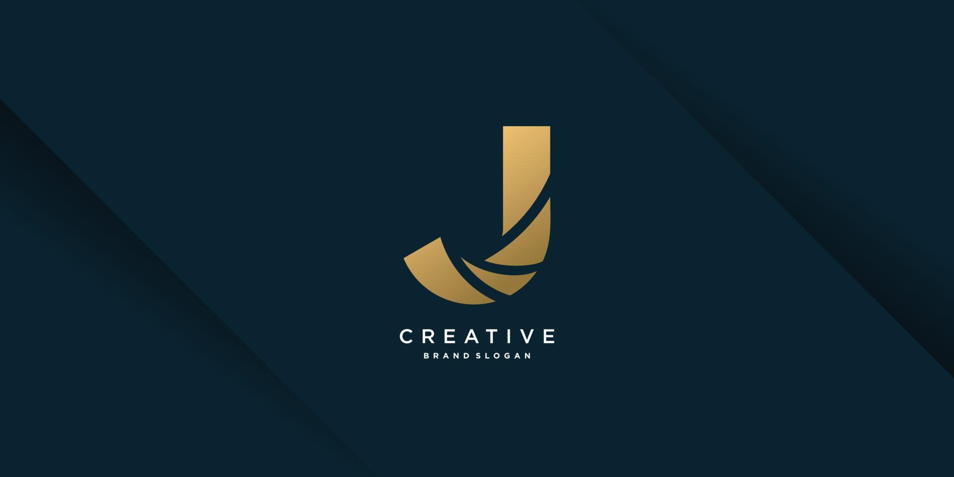 gouden j letter logo sjabloon met creatief concept en moderne unieke stijl deel 8 vector