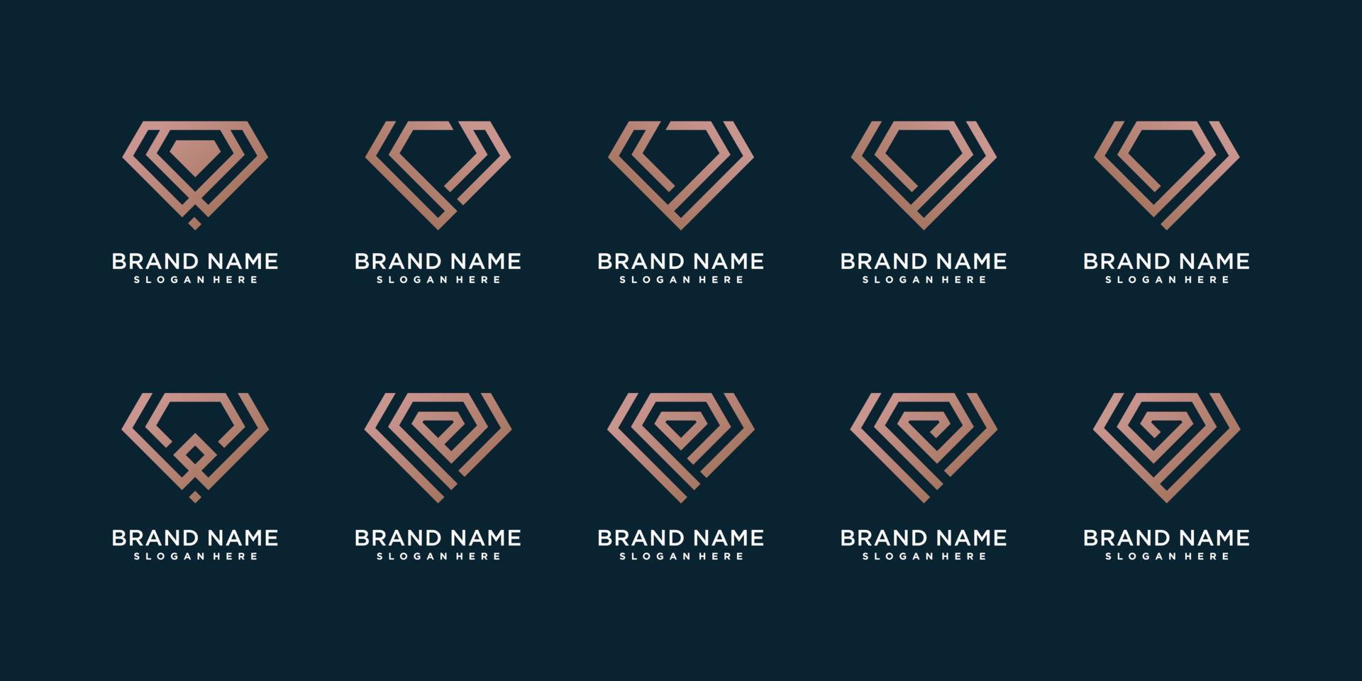 diamant logo collectie met creatieve lijn concept premium vector