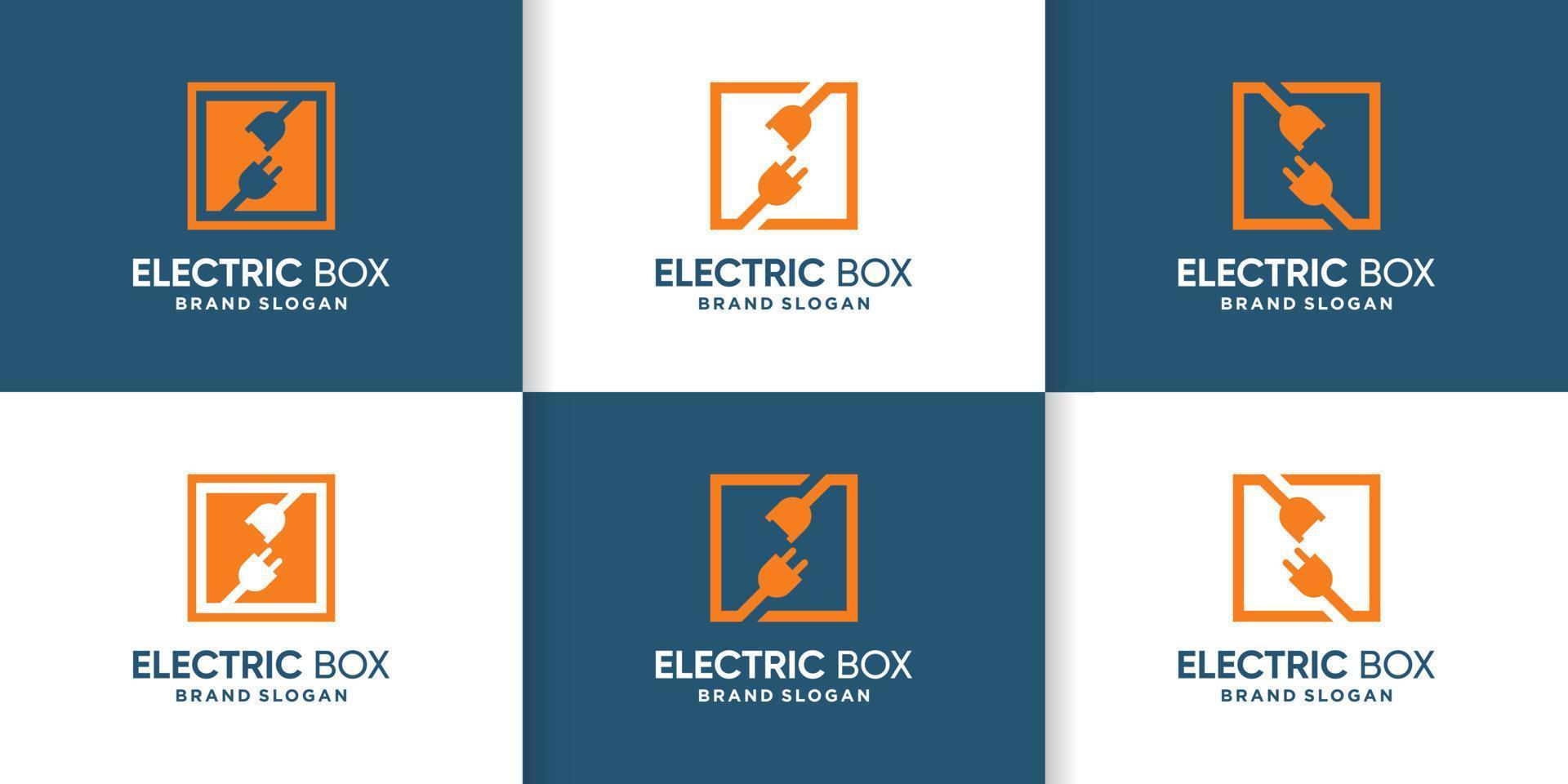 elektrische logo collectie met box concept premium vector