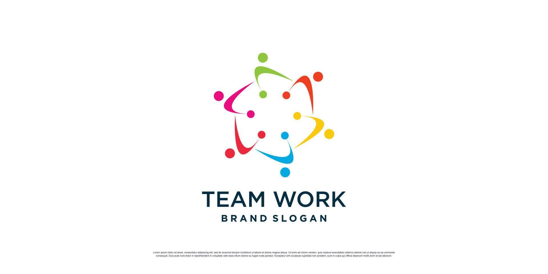 teamwerk logo icoon met modern abstract concept premium vector deel