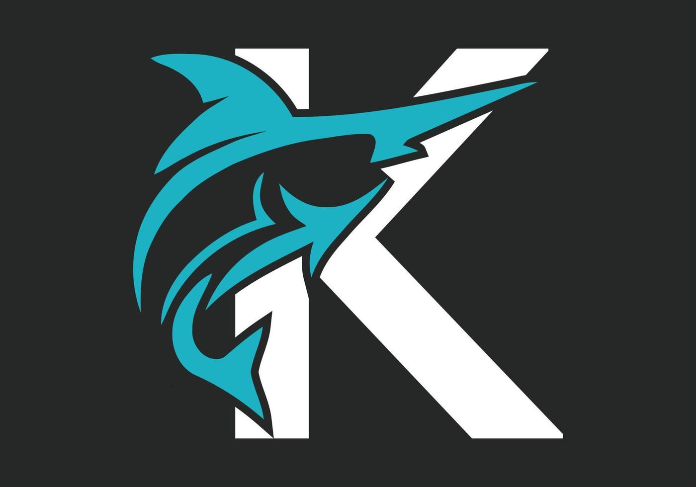 letter k monogram ontwerp vis pictogram vector eenvoudig en modern logo