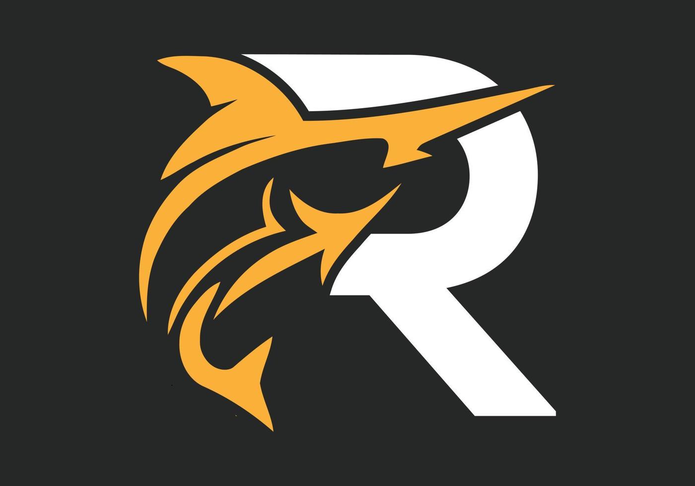 letter r monogram ontwerp vis pictogram vector eenvoudig en modern logo