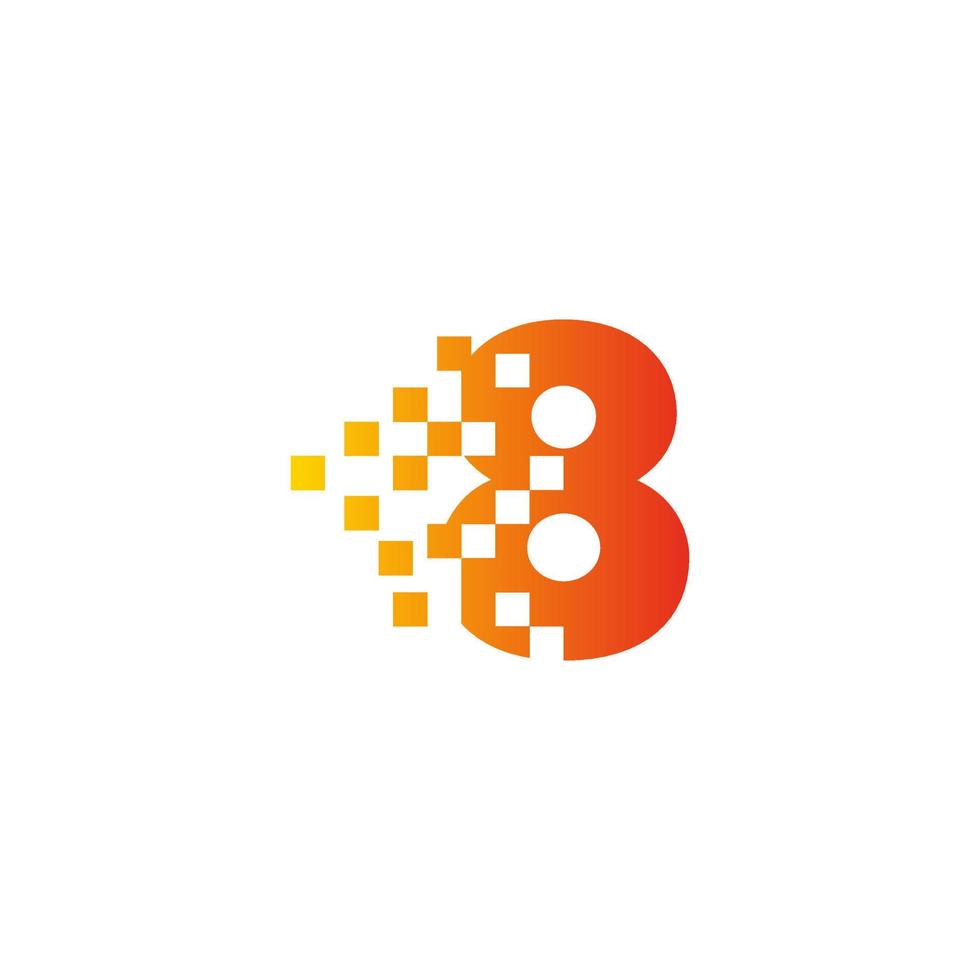 kleurrijk nummer 8 teken snel pixel dot-logo. nummer acht pixelart. integratieve pixelbeweging. creatief rommelig technologiepictogram. moderne icoon creatieve poorten. vector