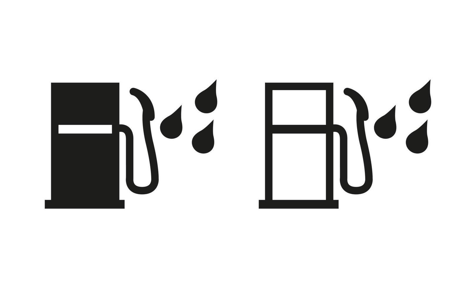 auto benzinestation en olielek waarschuwingspictogram. silhouet en lineair origineel logo. eenvoudig omtrek stijl teken symbool. vectorillustratie geïsoleerd op een witte achtergrond. eps 10. vector
