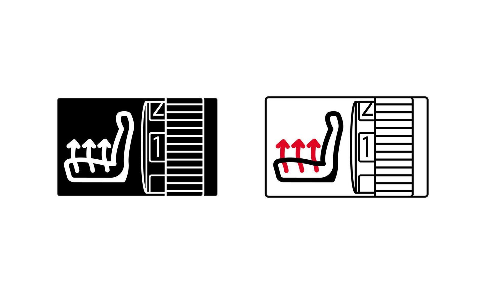 autostoeltje verwarming instelling icoon. auto moderne stoel verwarming systeem icoon. silhouet en lineair origineel logo. eenvoudig overzicht stijlpictogram teken. vectorillustratie geïsoleerd op een witte achtergrond. eps 10 vector