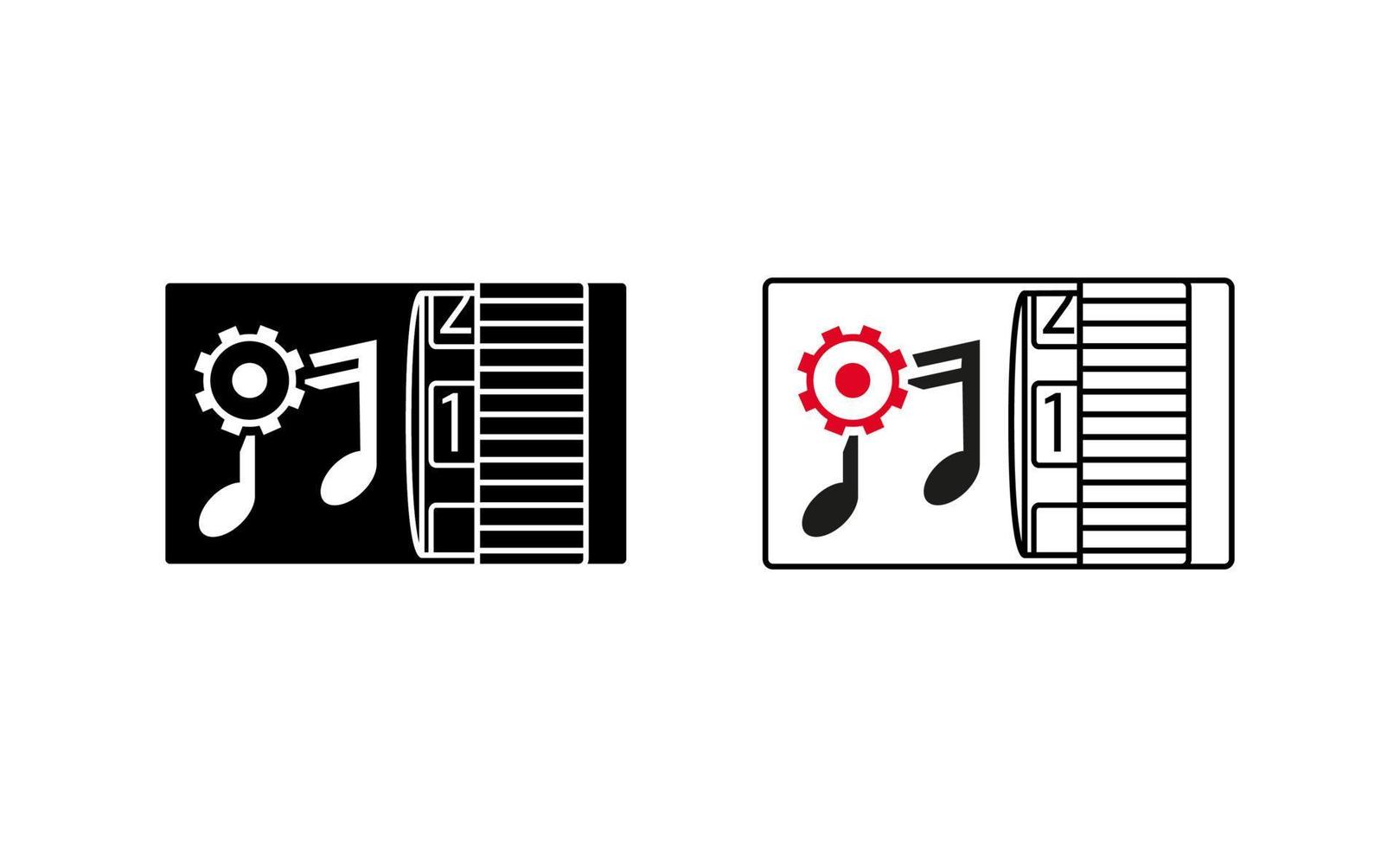 auto muziek instelling teken pictogram. auto audio aan-uit icoon. silhouet en lineair origineel logo. eenvoudig overzicht stijlpictogram teken. vectorillustratie geïsoleerd op een witte achtergrond. eps 10 vector