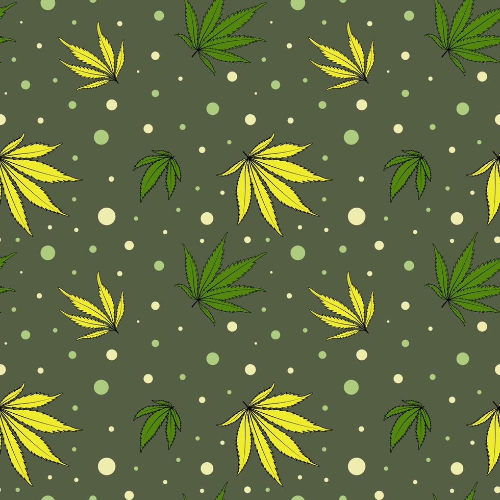 ganja naadloos patroon. marihuana bladeren achtergrond. vector