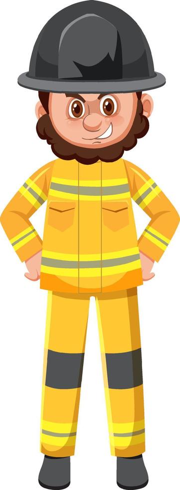 brandweerman in gele outfit vector