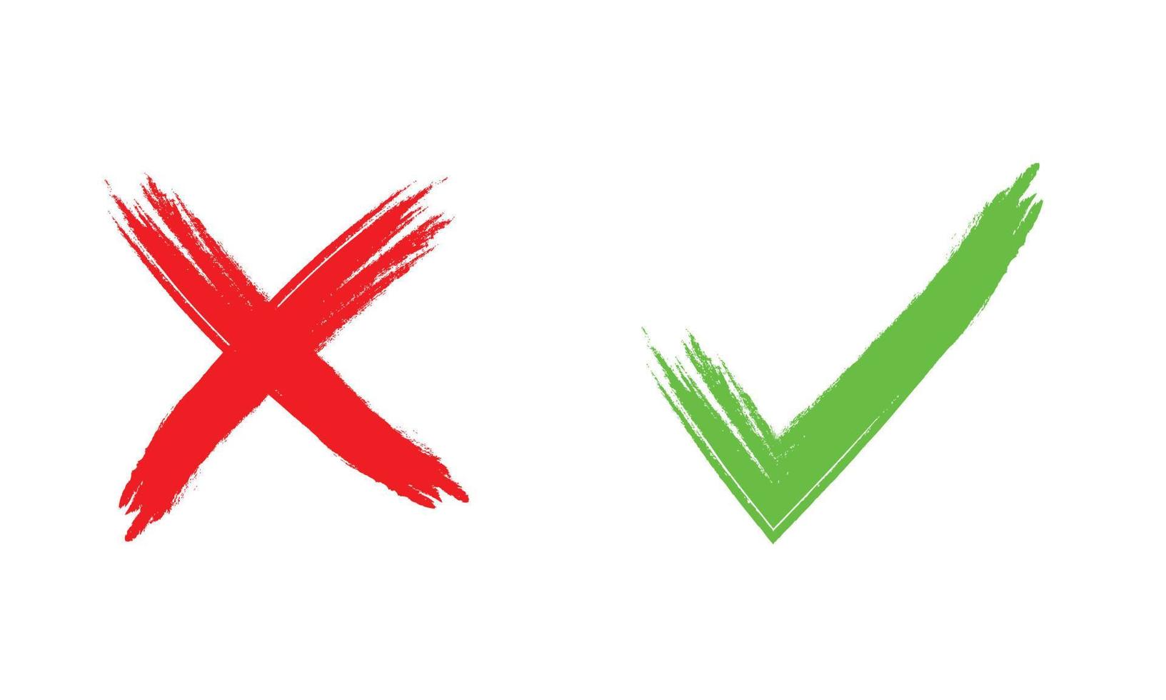 groen vinkje en rood kruis pictogram symbool. vector