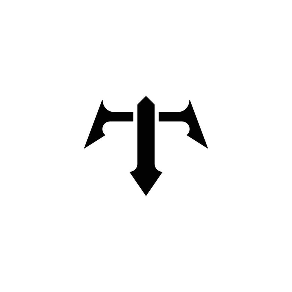 letter t-logo-ontwerp met trisula-concept. vector kunst illustratie