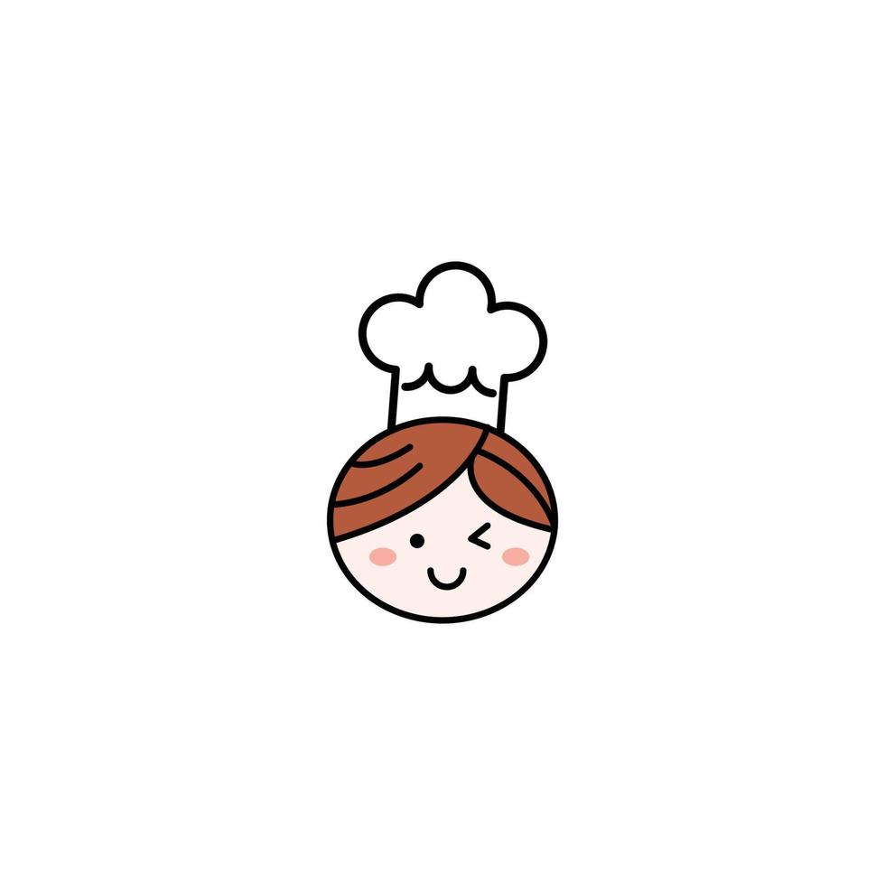 vrouw chef-kok logo ontwerp. goed voor kinderen, gelukkig koken, restaurants, enz. Vectorkunstillustraties vector