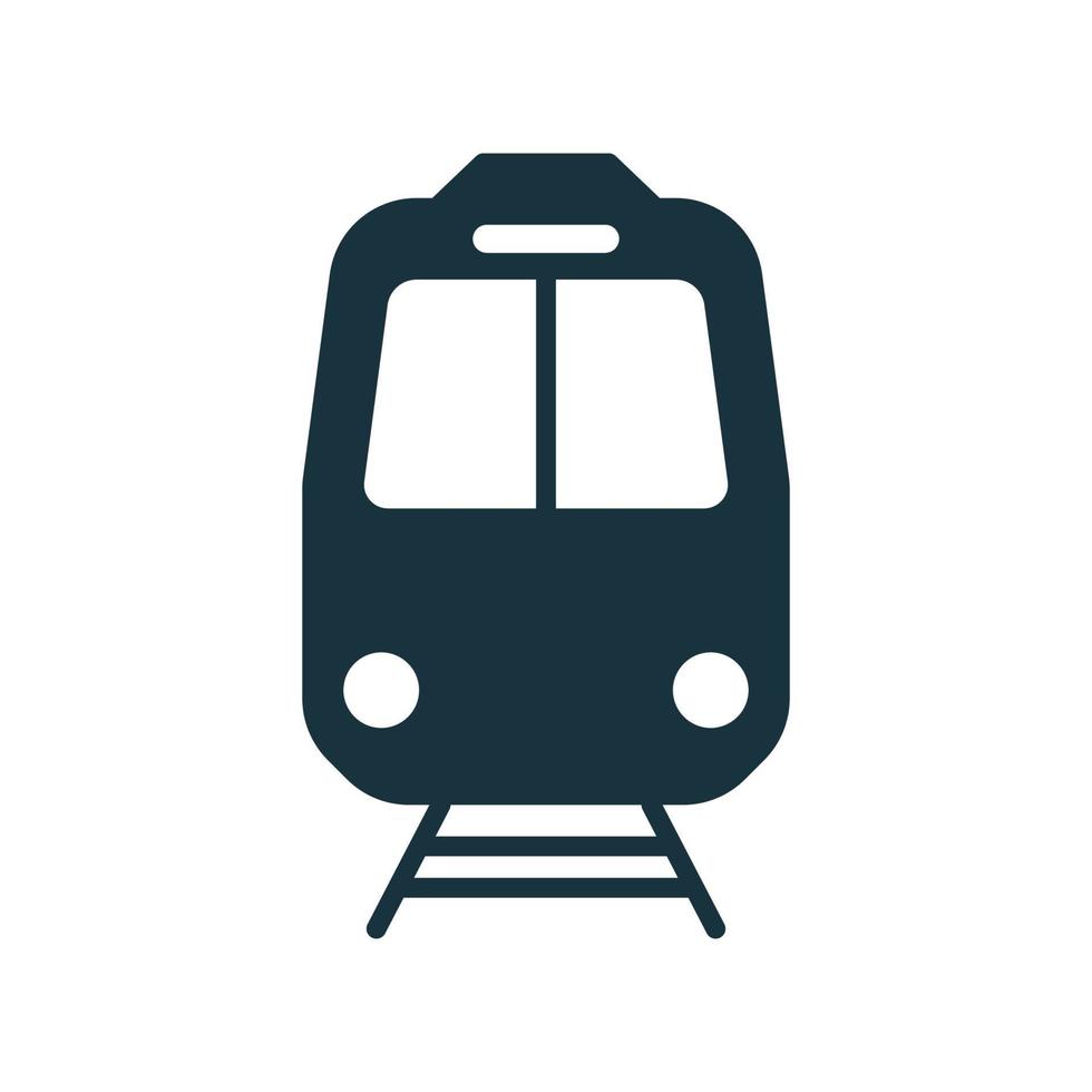 zwarte trein silhouet pictogram. treinstation teken voor elektrisch openbaar vervoer glyph pictogram. moderne trein voor het platte pictogram van de manier van reizen per spoor. vracht locomotief symbool. geïsoleerde vectorillustratie. vector