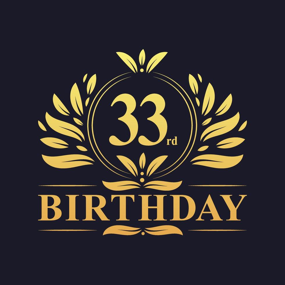 luxe 33e verjaardagslogo, 33 jaar feest. vector