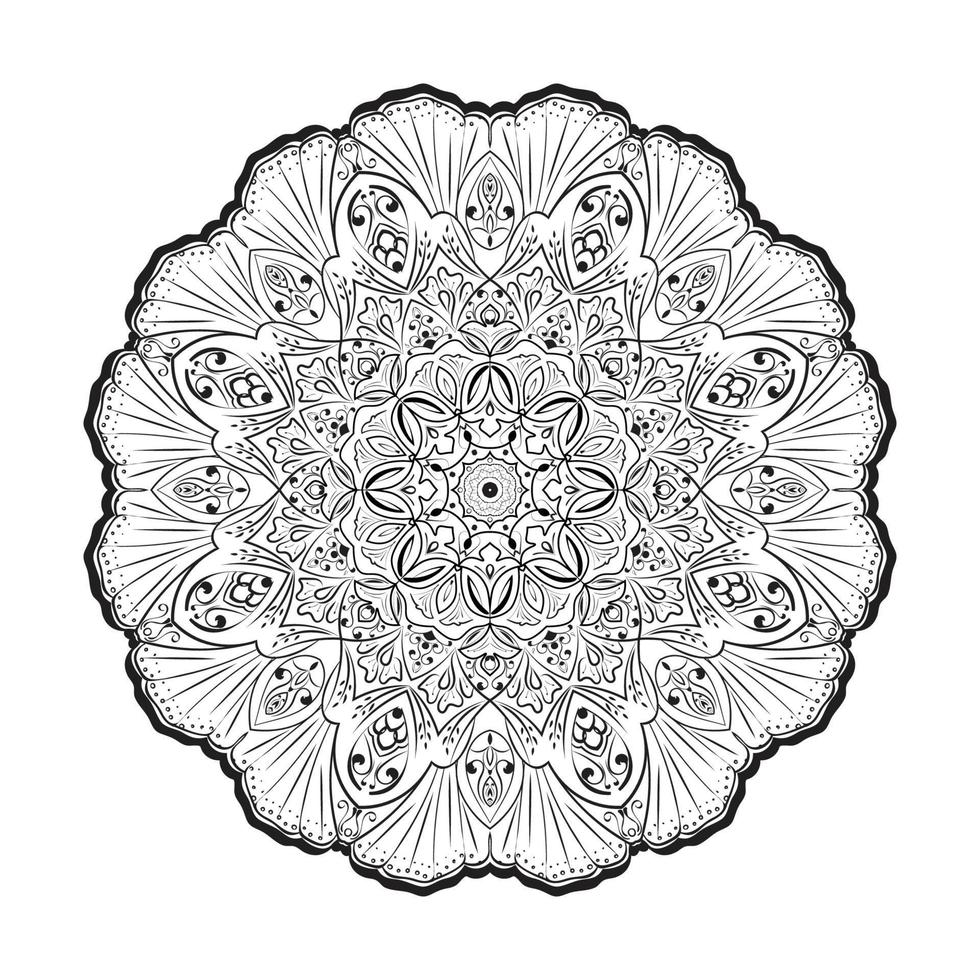 circulaire handgetekende patroon in de vorm van mandala voor mehndi, tatoeage, decoratie, henna, kleurboekpagina. vol- 9 vector