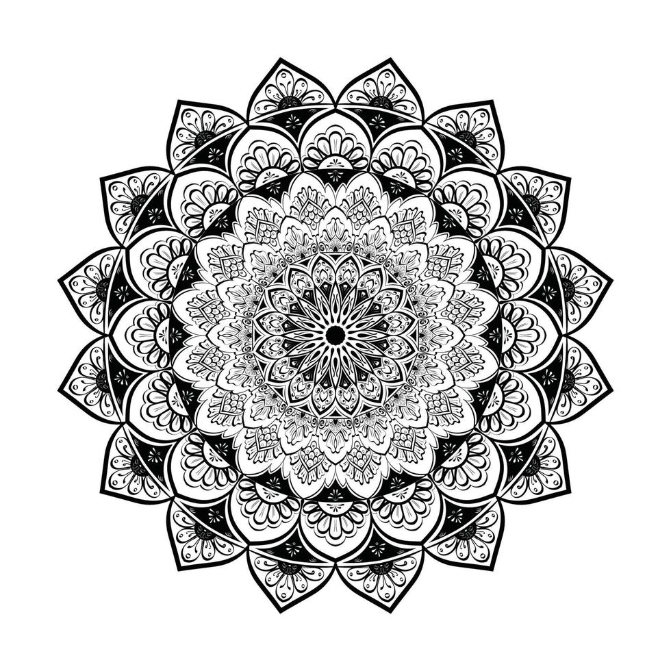 circulaire handgetekende patroon in de vorm van mandala voor mehndi, tatoeage, decoratie, henna, kleurboekpagina. vol- 15 vector