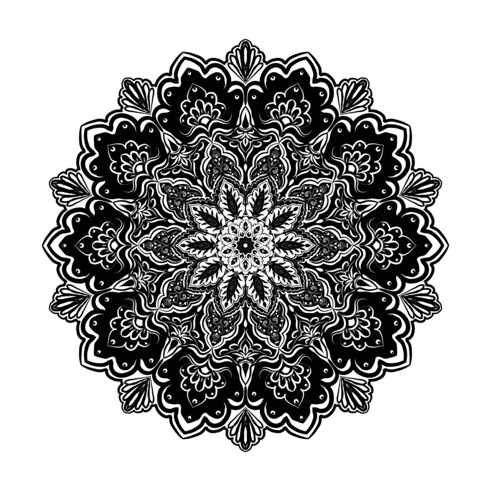 circulaire handgetekende patroon in de vorm van mandala voor mehndi, tatoeage, decoratie, henna, kleurboekpagina. vol- 8 vector