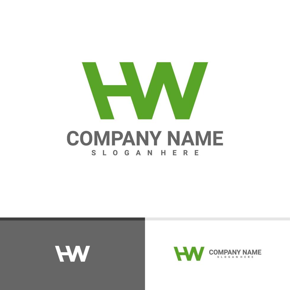 brief hw logo vector sjabloon, creatieve hw logo ontwerpconcepten