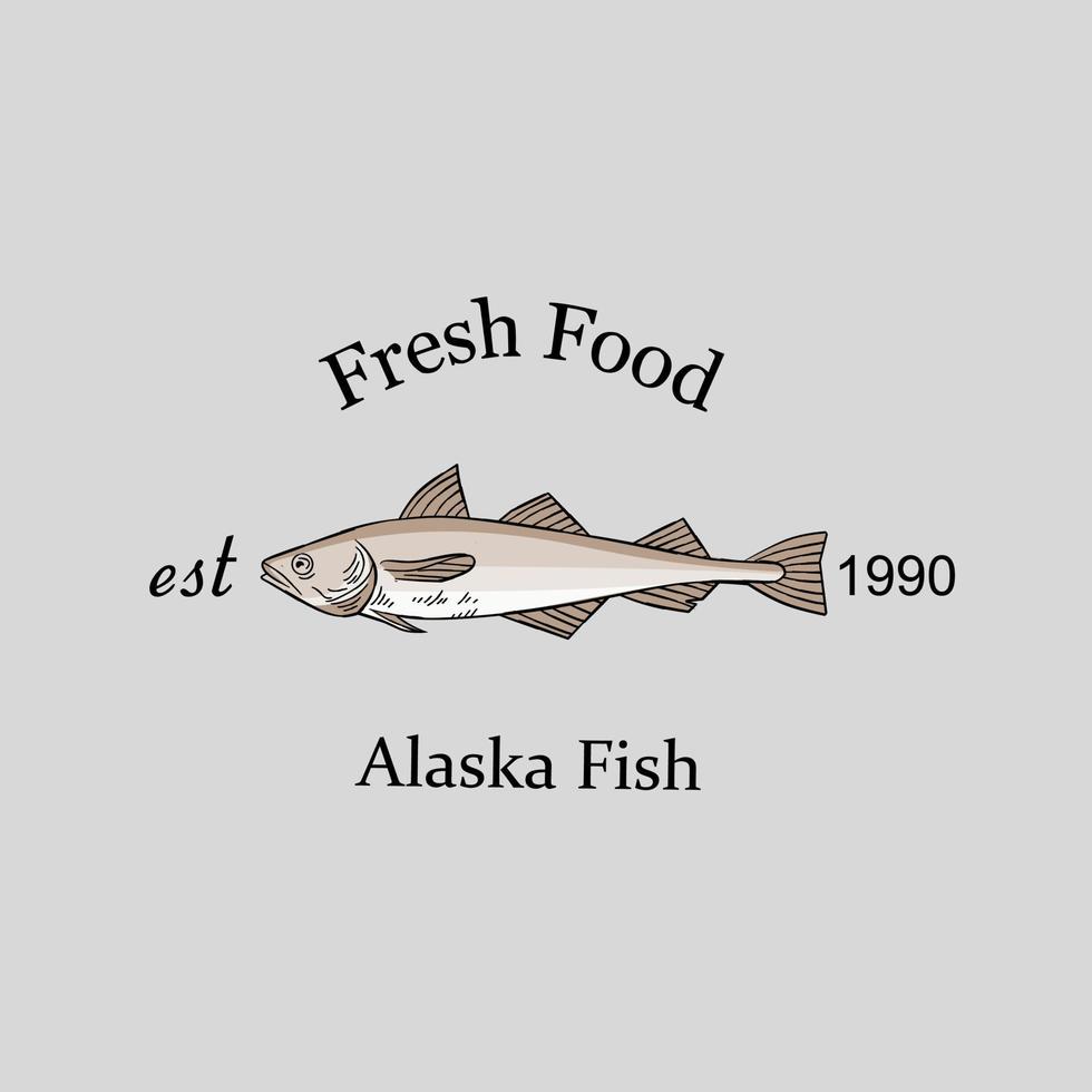 illustratie vectorafbeelding van Alaska vis, vers voedsel logo, geschikt voor achtergrond, banner, poster, enz. vector