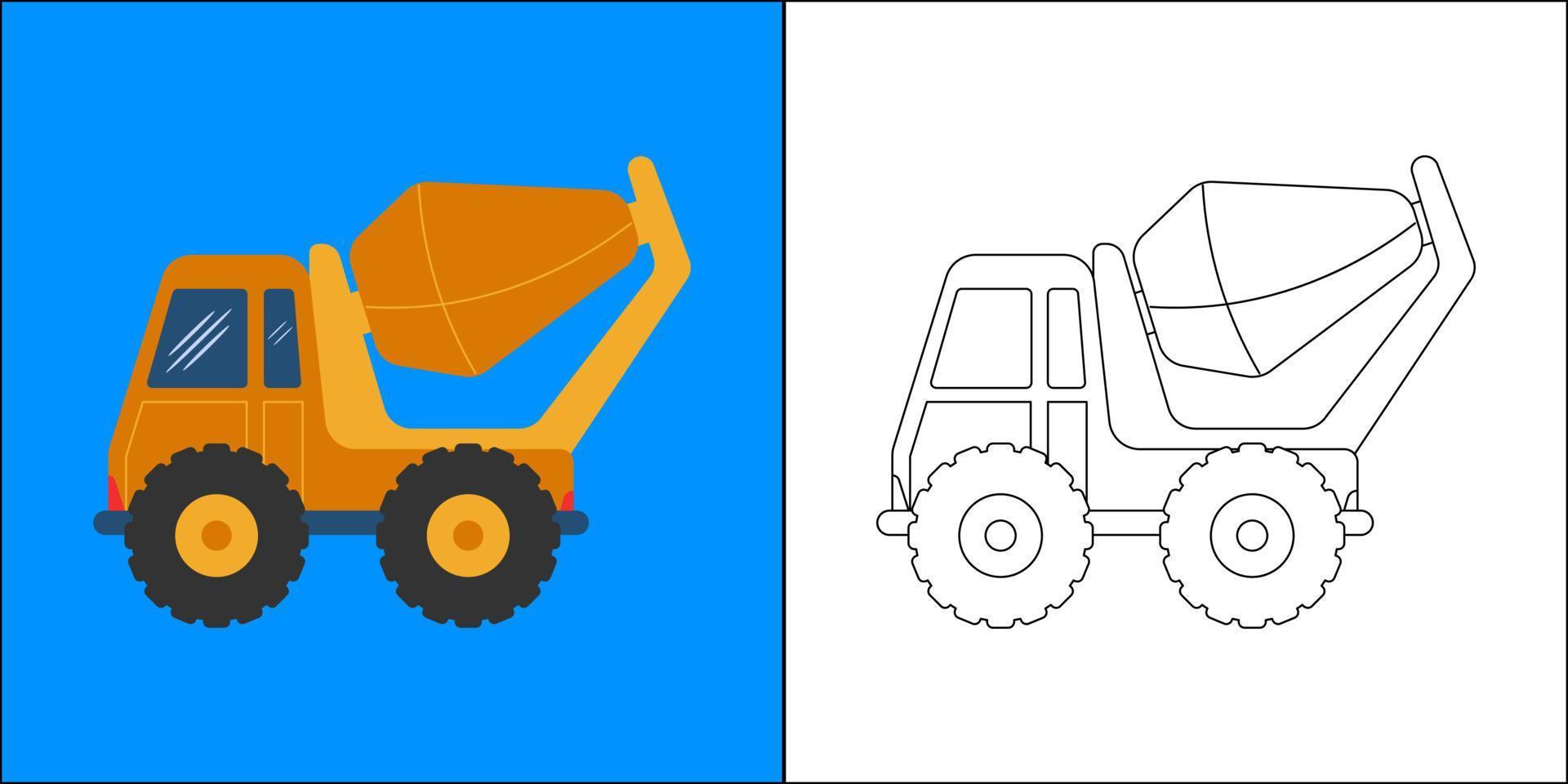 betonmixer vrachtwagen geschikt voor kinderen kleurplaten pagina vectorillustratie vector
