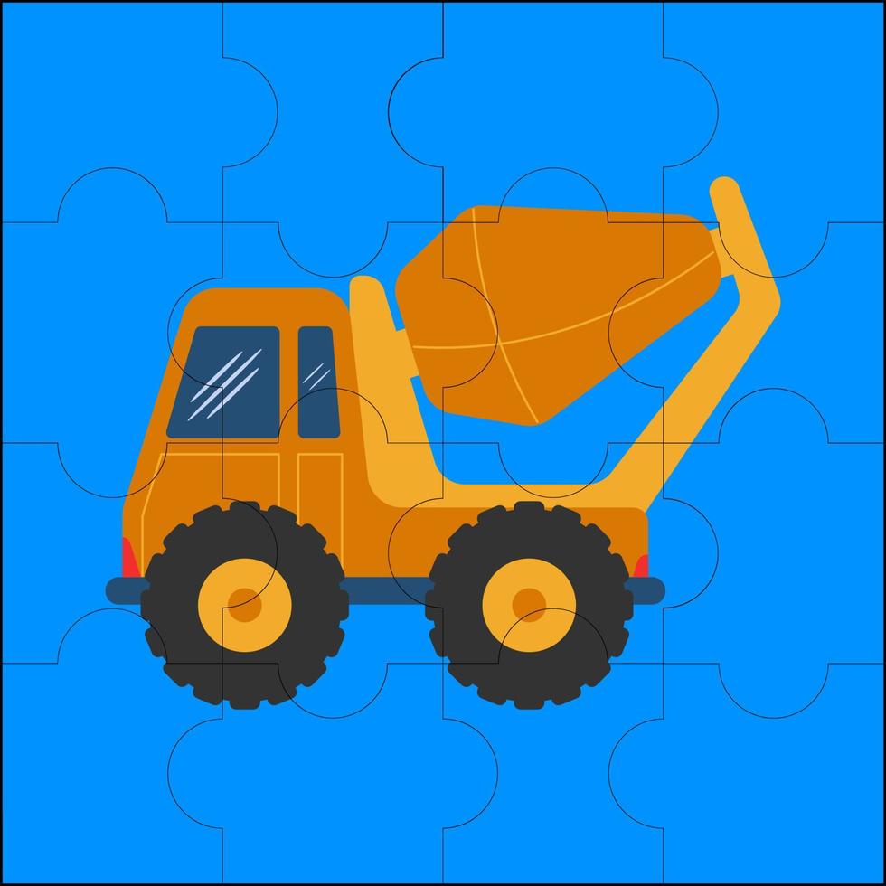 betonmixer vrachtwagen geschikt voor kinder puzzel vectorillustratie vector