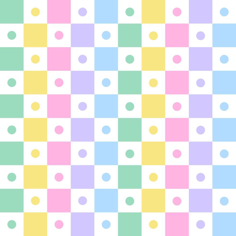 pastel regenboog polkadot cirkel ronde check geruit gingang patroon illustratie inpakpapier, picknick mat, tafelkleed, stof achtergrond vector