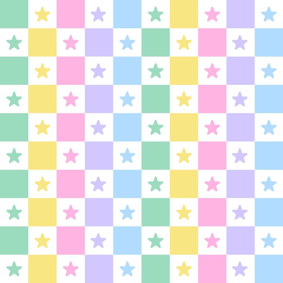 pastel regenboog ster schijnt fonkeling hemel ruimte melkweg check geruit gingang patroon illustratie inpakpapier, picknick mat, tafelkleed, stof, inpakpapier achtergrond vector