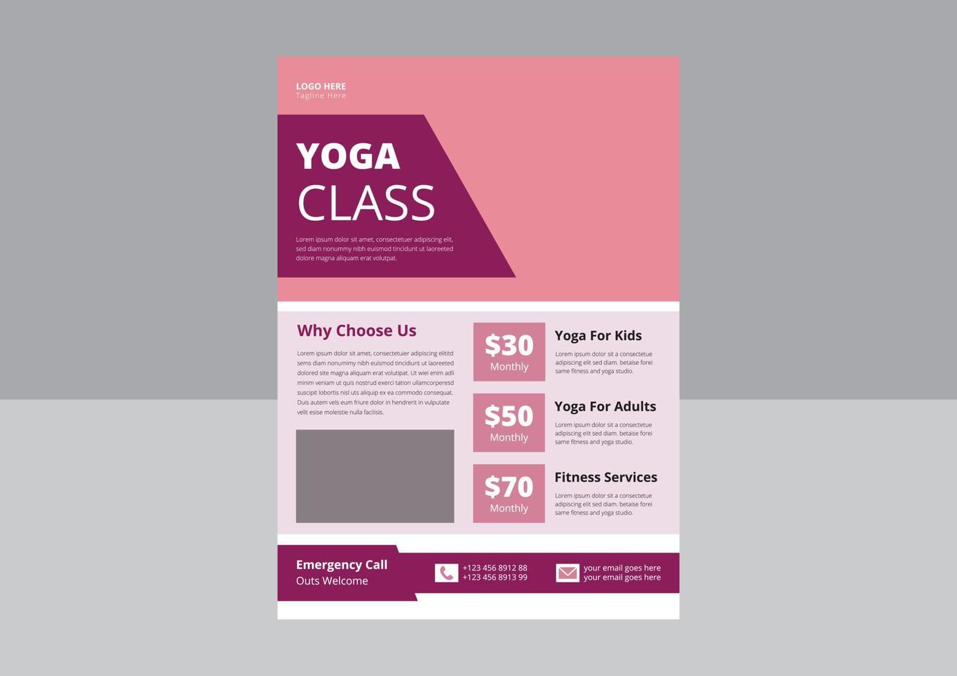 yoga studio sjabloon folder. fitness training flyer ontwerpsjabloon, yoga online klasse flyer sjabloon, omslag, poster, folderontwerp. vector