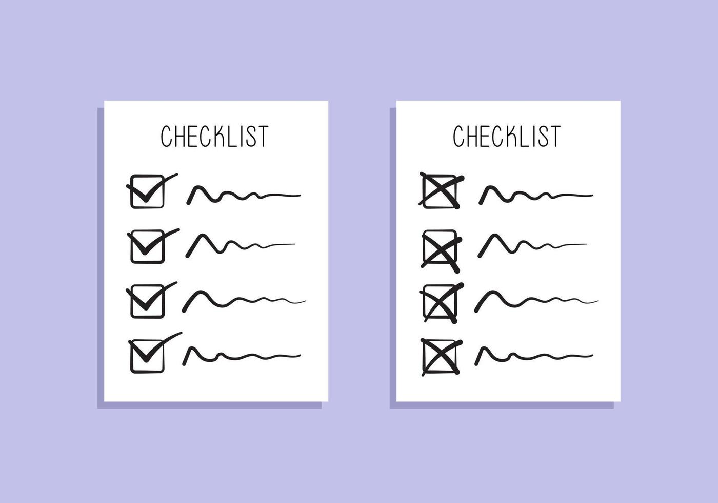 checklistdocument. taak gedaan en taak ongedaan gemaakt. vector