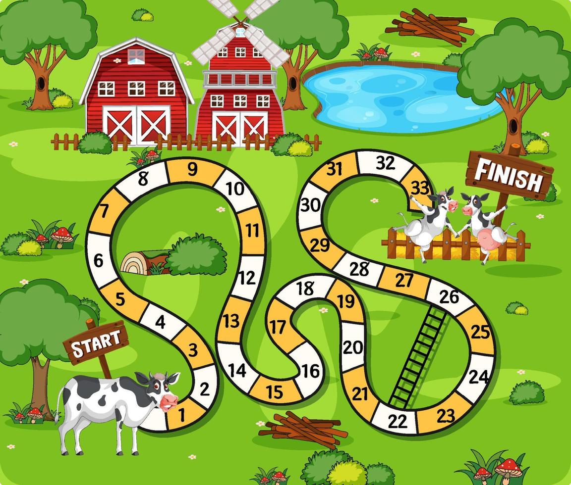 een boerderijbordspelsjabloon vector