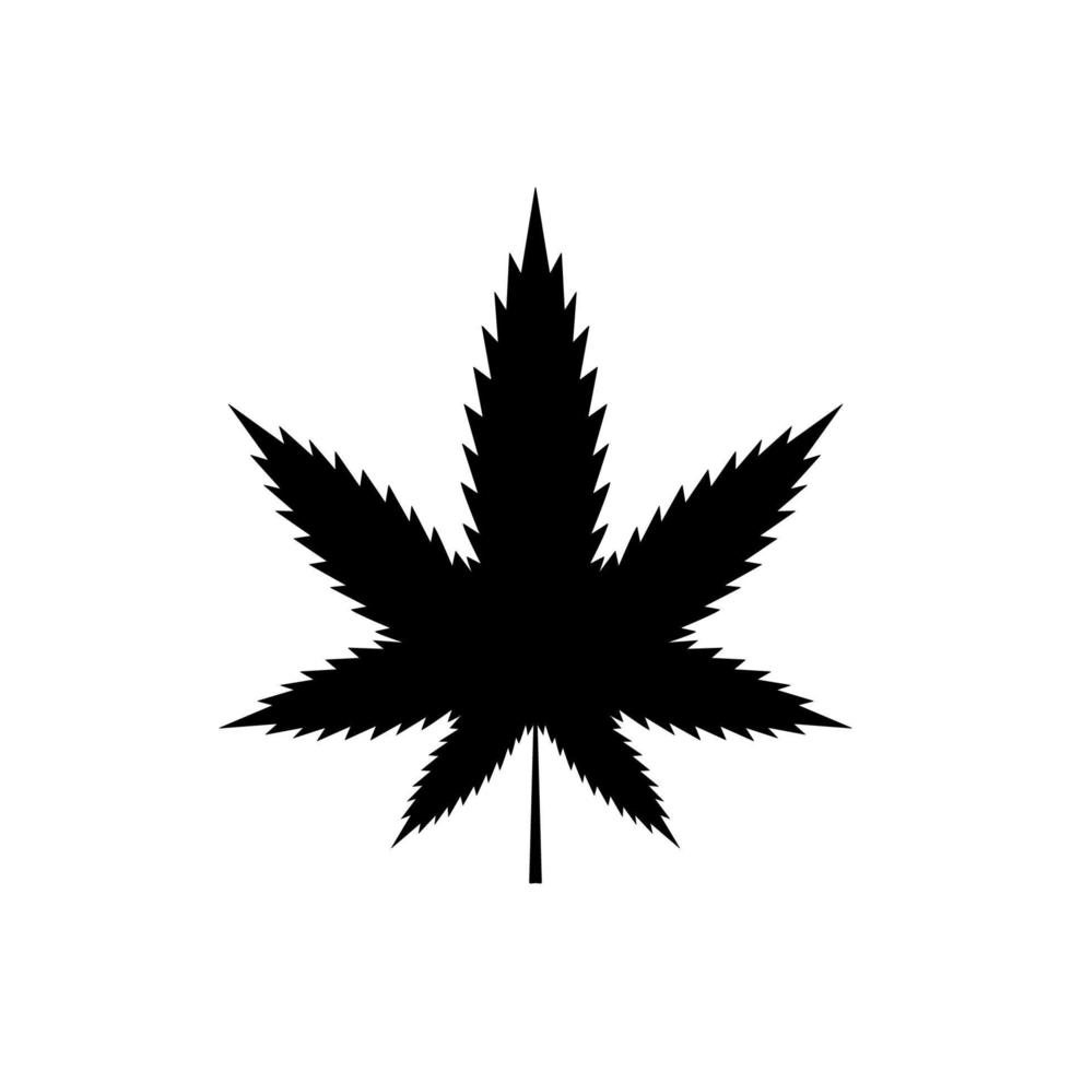 cannabis blad sativa rook zwart silhouet icoon. medisch onkruid marihuana glyph pictogram. geneeskunde natuurlijke plant hennep cbd plat symbool. hasj verslaving. cannabis teken. geïsoleerde vectorillustratie. vector