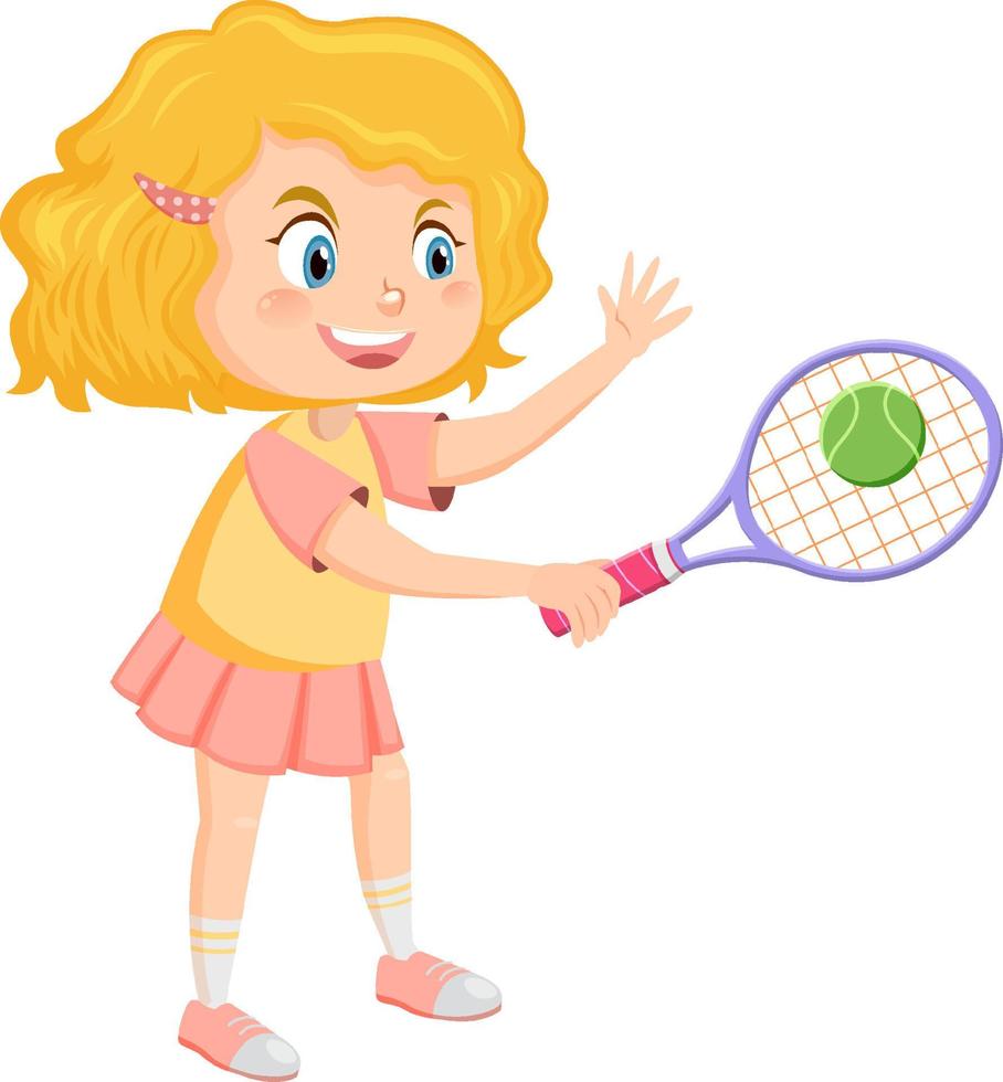 schattig meisje tennisser cartoon vector