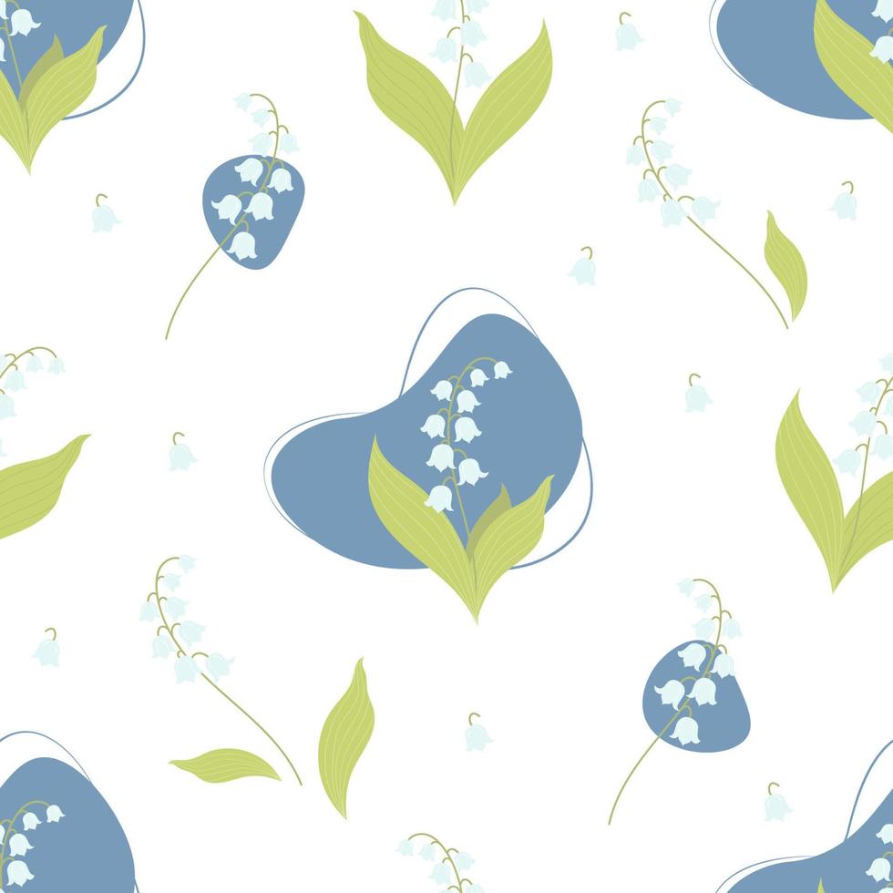 naadloos patroon met mooie mei lelietje-van-dalen. vectorillustratie. lentepatroon met bosbloem voor ontwerp, verpakking, decor en decoratie, print vector