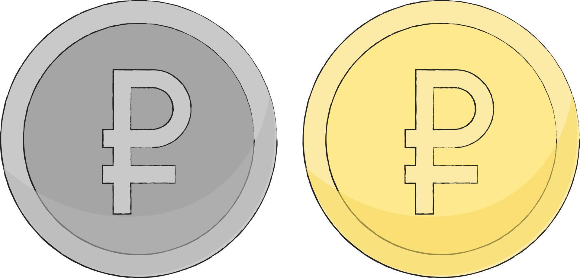 gouden en zilveren roebel illustratie vector