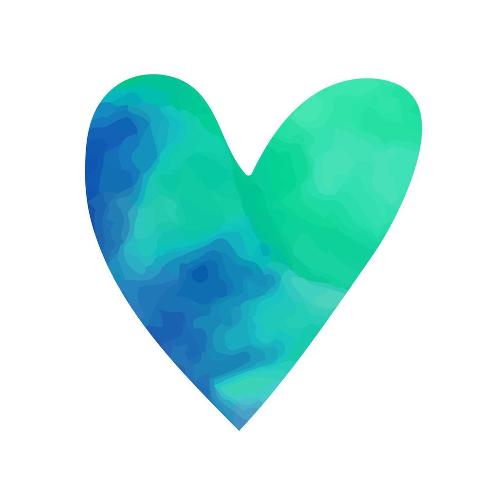 hand getekend blauw aquarel hart. vector
