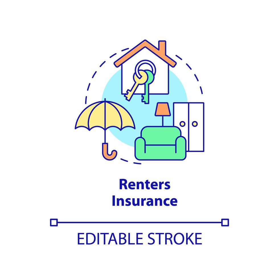 huurders verzekering concept icoon. type eigendom financiële bescherming abstracte idee dunne lijn illustratie. geïsoleerde overzichtstekening. bewerkbare streek. vector