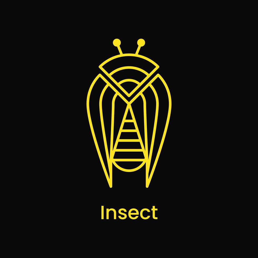 insecten logo concept. geel en zwart. logo, pictogram, symbool, embleem, mascotte en teken. overzicht icoon. lijn logo. dierenlogo vector