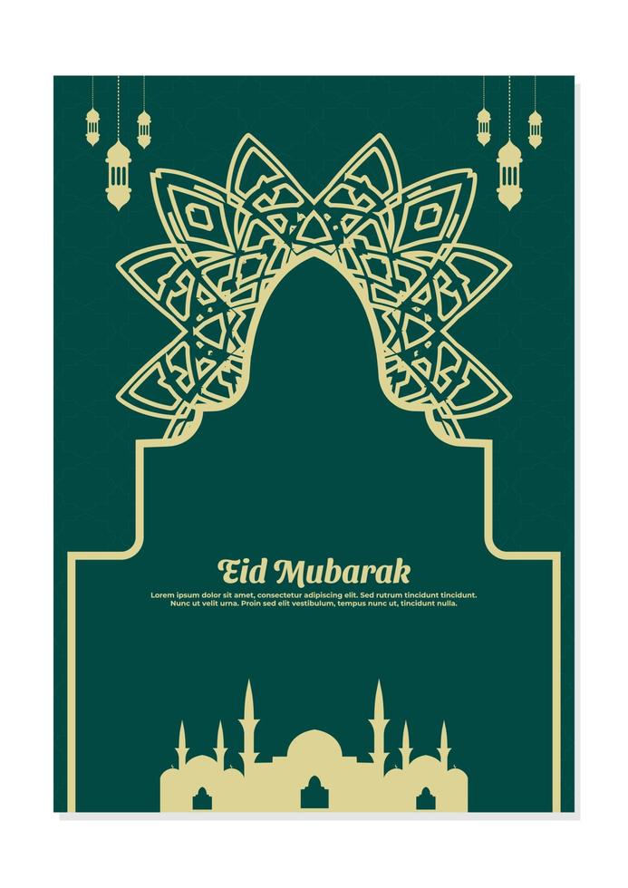 moslim festival eid mubarak flyer vector