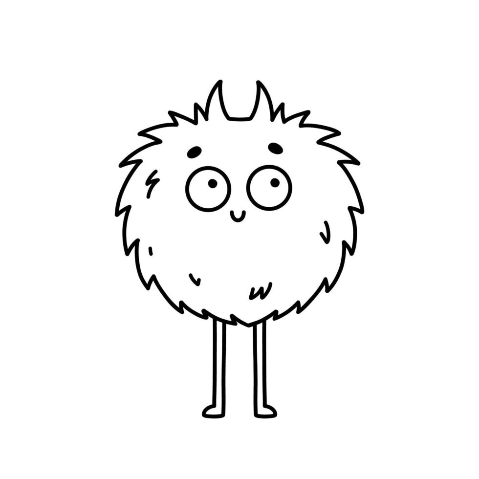 schattig en grappig monster geïsoleerd op een witte achtergrond. vector handgetekende illustratie in doodle stijl. perfect voor halloween-ontwerpen, kaarten, logo, decoraties. stripfiguur.