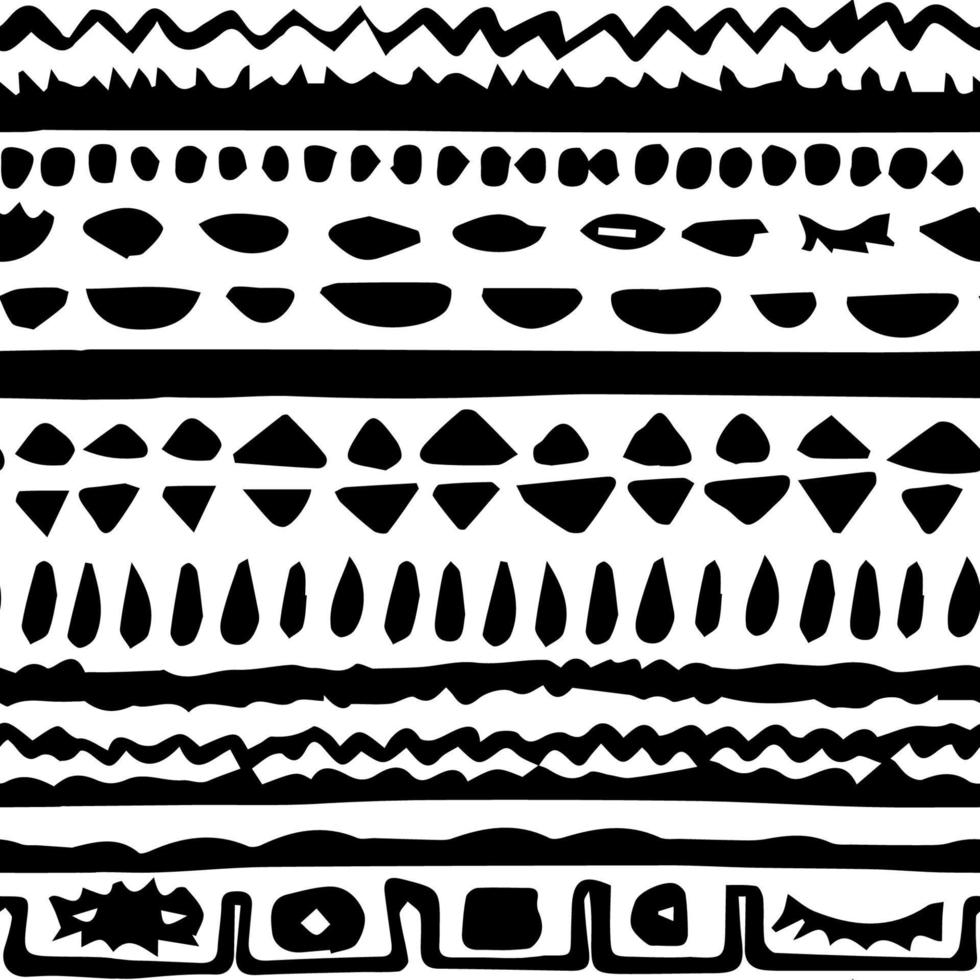 hand getrokken stijl abstracte Egyptische naadloze herhalingspatroon in zwarte witte kleuren. vectorillustratie op witte achtergrond bevat lijnen, driehoeken, ogen vector