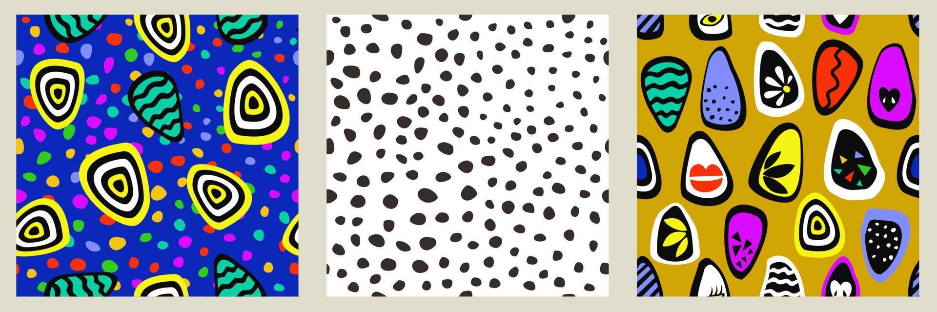 vector abstracte naadloze patroon collectie met decoratieve peren op kleurrijke achtergrond met polka dots.