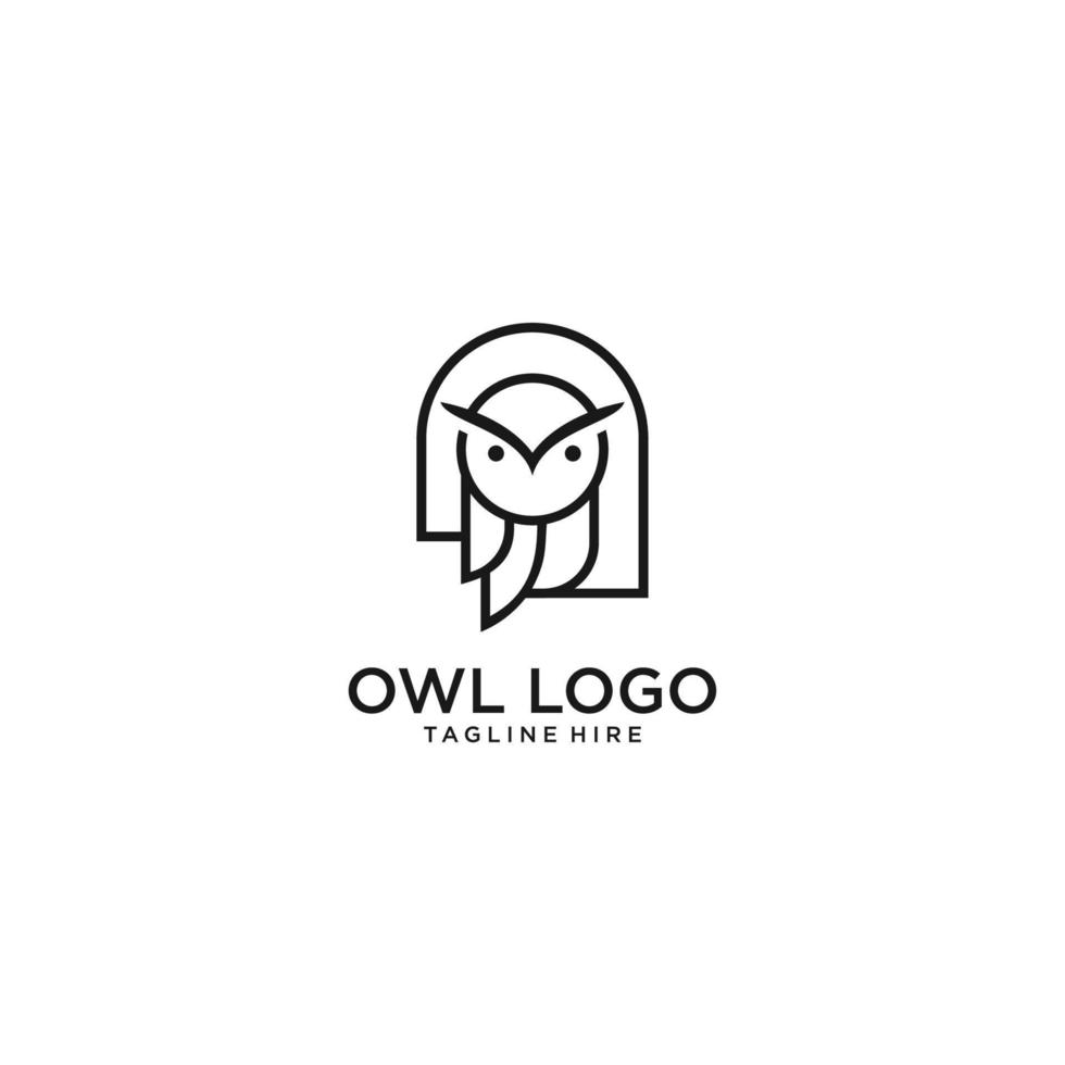 uil vogel dierenkop gezicht lijn logo ontwerp inspiratie vector