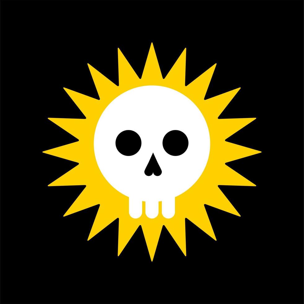 schedel plat symbool met zon. schedel piraat vlag symbool. schedel plat ontwerp vectorillustratie vector